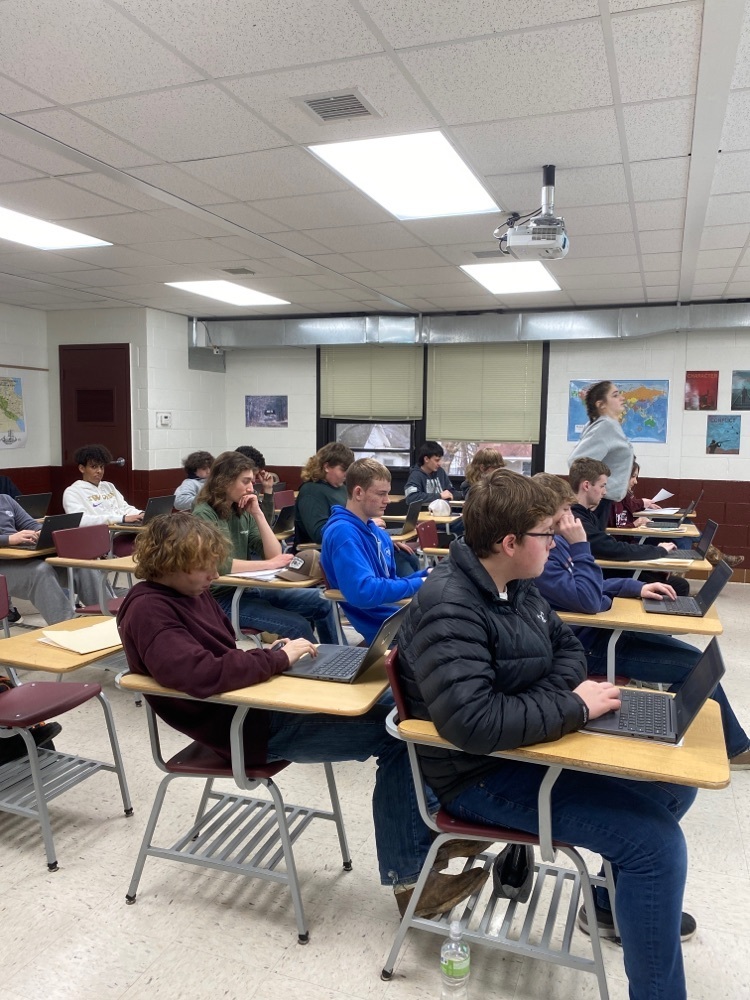 Ms. Dillins 8th block class working diligently on their research papers. 